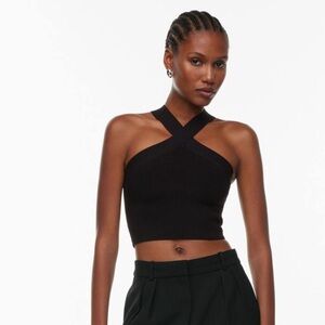 Aritzia Babaton Sculpt Knit Criss Cross Cropped Tank Size Large